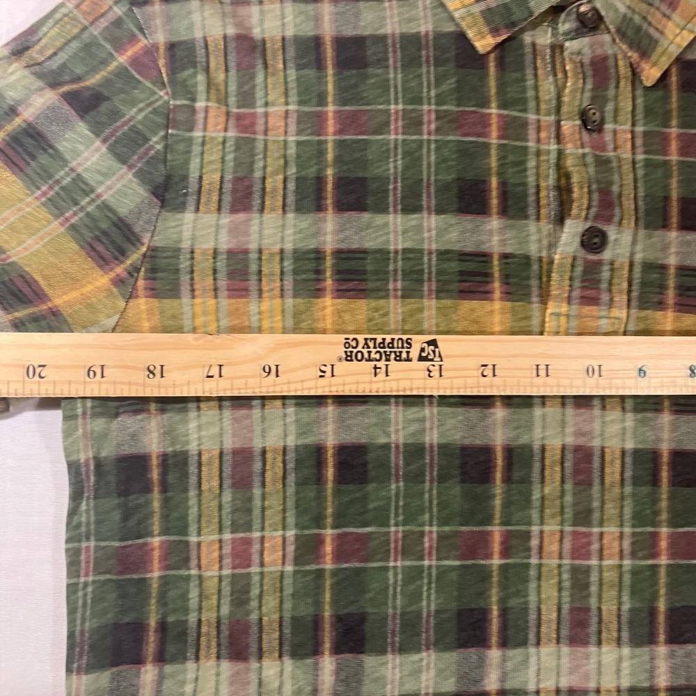 Polo Ralph Lauren Mens Medium Green Plaid Slub Cotton Short Sleeve Polo Shirt - Picture 3 of 6